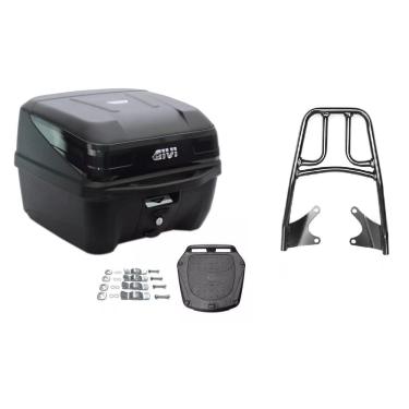 Imagem de Baú Bauleto Moto Givi 33L Traffic Iii + Bagageiro Cg Titan 160 2016 2017 2018 2019 2020 2021 2022 2023 Cromado Projétil