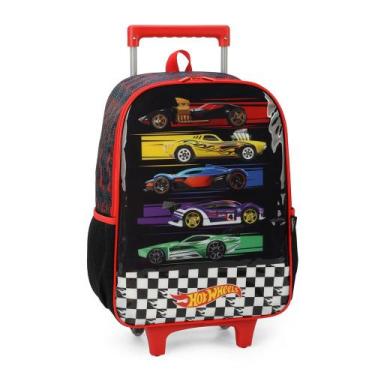 Imagem de Mochila De Rodinhas Escolar Menino Hot Wheels luxcel, Preto