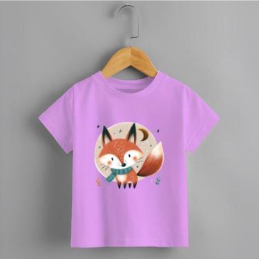 Imagem de Camiseta Infantil Unissex Raposa Personalizada Delicada 100% Algodão -