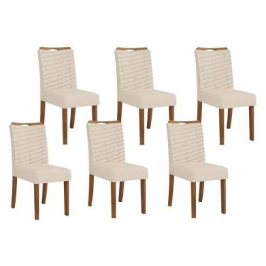Imagem de Kit 6 Cadeiras Sala Jantar Julia 6 un Freijo/Linho Neve - DJ Móveis