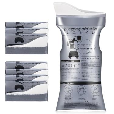 Imagem de Pacote com 8 sacos descartáveis de 700 ml, sacos de urina para acampamento, sacos de urina unissex, sacos de vômito para viagem, urinol, banheiro, engarrafamento, emergência, portátil, sanitário,