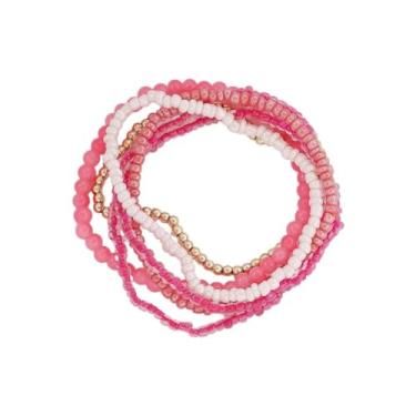 Imagem de Azusa Sun Pulseira com franjas de cristal de contas de arroz para mulheres, meninas, feita à mão, boêmio, colorido, empilhável, conjunto de pulseiras elásticas em camadas de sementes multicoloridas
