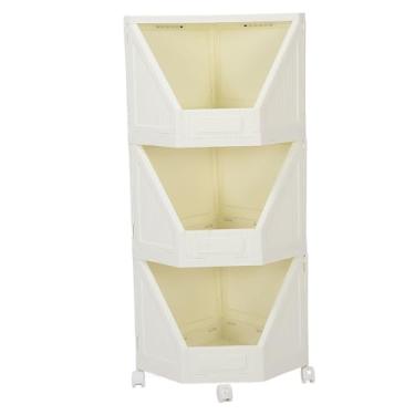 Imagem de Armário de Armazenamento de Canto, Armário de Canto Prateleira de Canto Com 4 Rodas Móveis, Prateleira de Canto para Espaços Pequenos Banheiro Cozinha Sala de Estar Escritório (3