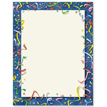 Imagem de Papel com letras de borda de confetes, 20 x 25 cm, 25 contagens, 10 kg. Peso do papel, design colorido, compatível com laser e jato de tinta