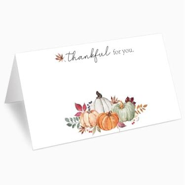 Imagem de JarThenaAMCS 50 peças de cartões para barraca de mesa de ação de graças, cartões de assento de hóspedes, abóbora agradecida, cartão de acompanhante, assento dobrado, etiqueta de configuração de