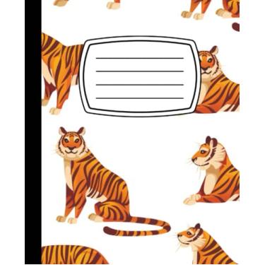 Imagem de Tiger Composition Notebook College Ruled: tiger pattern, | 7.5 x 9.25 inches, 120 pages |, Wide Lined Journal for Big Cat Lover, Cute Composition Notebook for School, Office & Home Use