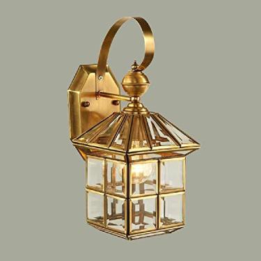 Imagem de Luminária de parede de cobre estilo country retrô, luminária de parede de vidro à prova d'água para áreas externas, arandelas de parede estilo industrial para varanda, corredor, jardim