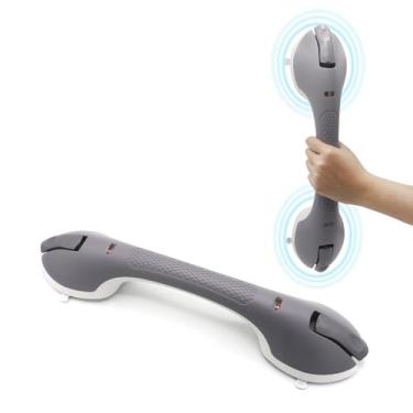 Imagem de Barra de sucção para banheira de chuveiro: alça antiderrapante reforçada atualizada com ventosa forte para parede de banheiro, barra de segurança de carga máxima de 122 kg para idosos idosos (cinza,