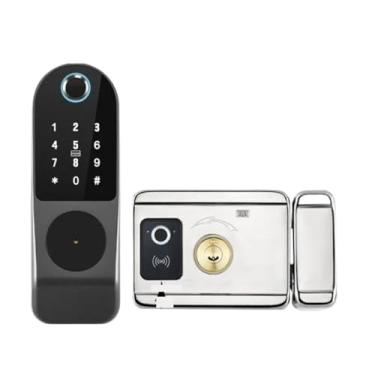 Imagem de Wifi fechadura da porta inteligente impressão digital biométrico bloqueio de cartão inteligente senha app controle remoto keyless fechadura eletrônica(Double NO APP -A)