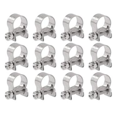 Imagem de 12 Pcs Mini Linha de Injeção de Combustível Aço Inoxidável Ajustável 8-10mm Faixa Braçadeira de Mangueira para Tubo de Gasolina Diesel Encanamento Automotivo (8-10mm)(11-13mm)