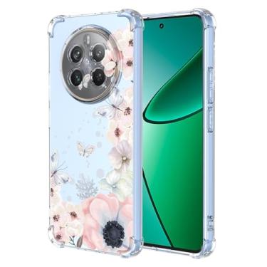 Imagem de RRXSYXL Capa para Oppo Realme 12 Plus 5G com estampa floral transparente, capa macia à prova de choque para Oppo Realme 12 Plus 5G, borboletas de flores rosa, 12 Plus 5G