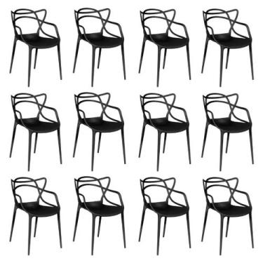 Imagem de Kit 12 Cadeiras Allegra Preta Cozinha Sala de Jantar Restaurante Pub P
