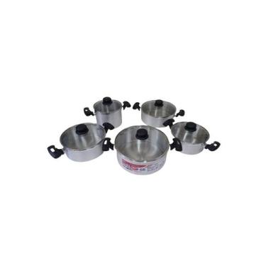 Imagem de Conjunto De Panelas Grossas Jateadas E Tampas De Vidro 5 PÇS - MP ALUM