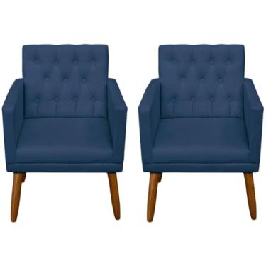Imagem de Jogo 2 Poltronas Confortável Para Sala Pequena MOBLAN decor (AZUL)