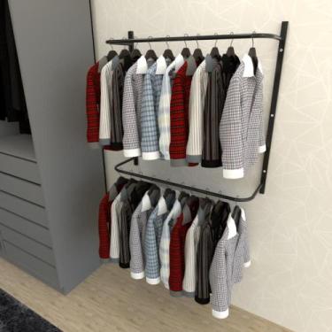 Imagem de Arara de roupas closet quarto com 4 peças cremalheira 100x100 cm cor p