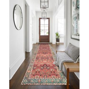 Imagem de vivorug Corredores para corredores de 6 x 18 cm, tapete lavável antiderrapante, corredor de carpete para cozinha, lavanderia, quarto, tapete ultramacio, com suporte de borracha, vermelho cereja