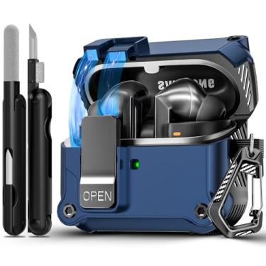 Imagem de Capa de bloqueio seguro para Samsung Galaxy Buds3 FE (2025)/Buds3 Pro e Galaxy Buds 3 (2024), capa rígida à prova de choque com kit de limpeza e chaveiro | Abertura automática | LED visível |