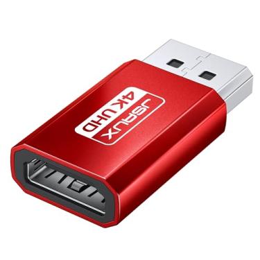 Imagem de JSAUX Adaptador 4K DisplayPort para HDMI, 1 pacote, conversor de monitor DP PC para HDMI, vídeo UHD 2K@120Hz, 4K@30 DP para HDTV macho para fêmea, adaptador unidirecional compatível com Dell, Lenovo