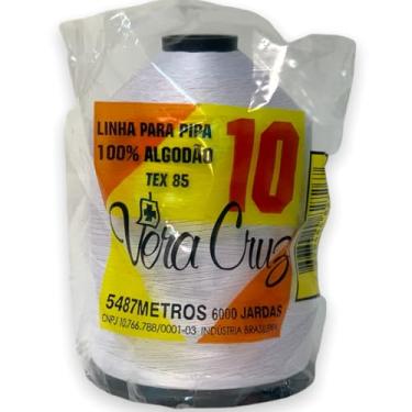 Imagem de Linha Para Pipas CCfios Vera Cruz Fio 10 de 6000 Jardas 100% Algodão Tex 85 (Branco)