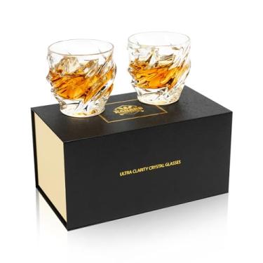 Imagem de KANARS Copos de uísque à moda antiga - Conjunto de 2 copos de bourbon de 290 ml com caixa de luxo - Utensílios de bar ultra transparentes com pedras de cristal para uísque escocês, irlandês, rum e