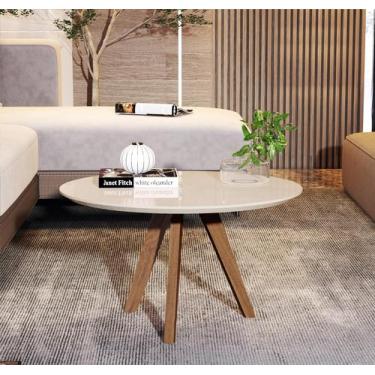 Imagem de Mesa de Centro Para Sala de Estar Moderna Redonda Pés Em Madeira Dubai