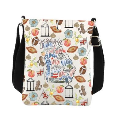Imagem de Bolsa transversal Georgia Souvenirs Presentes Georgia State Travel Gifts Georgia State Presentes de férias Georgia Pride Gift Handbag, Branco