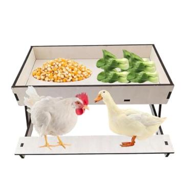 Imagem de Mesa de piquenique de frango sem desperdício, kit de alimentador de frango de madeira grande, mesa de frango para pato, ganso, peru, suprimentos e acessórios de madeira para galinheiro