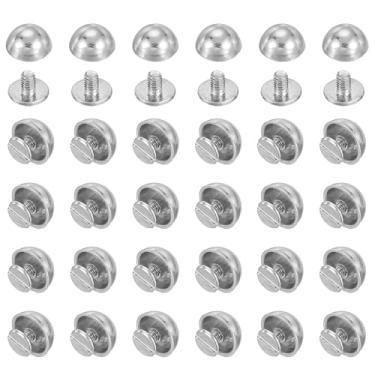 Imagem de PATIKIL Pregos de ponta de cúpula de 1/5.1 cm, 100 conjuntos de cabeça redonda tipo cogumelo, parafusos de cabeça redonda, rebites para roupas de couro, cintos de artesanato, bolsas de mão, prata