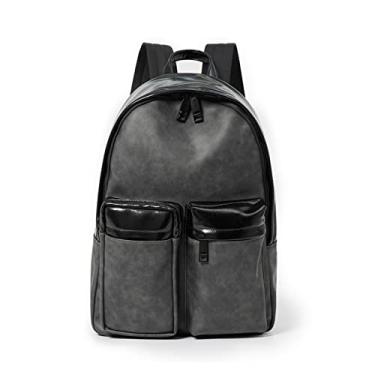 Imagem de Mochila masculina de couro sintético vintage fashion multibolsos mochila de viagem masculina