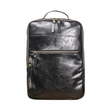 Imagem de Mochila masculina de couro genuíno da moda, bolsa de computador de grande capacidade, mochila simples para homens