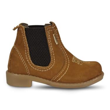 Imagem de Bota Botina Infantil Rodeio Cowboy Couro Cano Curto Baixo Agro Top F1000 (Marrom Claro, BR, Criança de 4 a 8 anos, Numérico, 29)