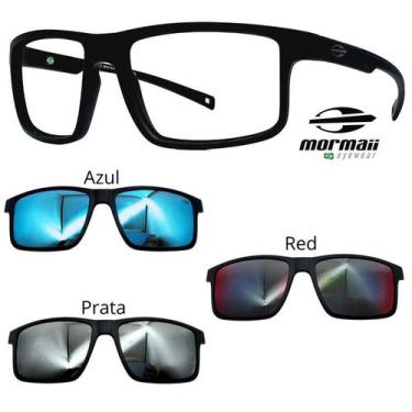 Imagem de Oculos Mormaii Swap 5 6127 A14 Preto Fosco Com 3 Clipons, Azul, Prata,