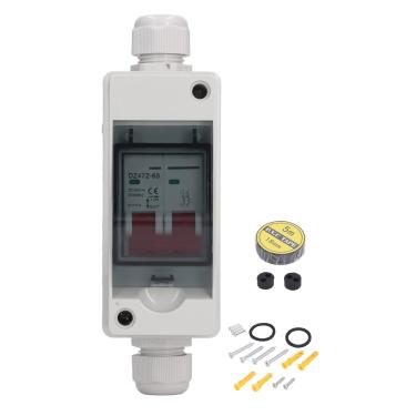 Imagem de Interruptor de desconexão solar fotovoltaico, isolador de circuito fotovoltaico, caixa de desconexão DC500V externa para uso externo de RVs domésticos (63A)