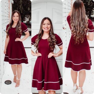 Imagem de Vestido Feminino Evangélico Social Luxo Gode Rodado Barato - Universo 
