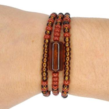 Imagem de Pulseira Guia de Proteção Orixá Iansã Marrom - Balaio de Santo, 17 cm