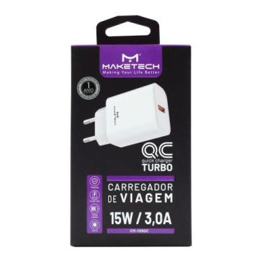 Imagem de Carregador de Viagem Maketech Turbo 15W CM 109QC Branco 3,0A com 1 Por