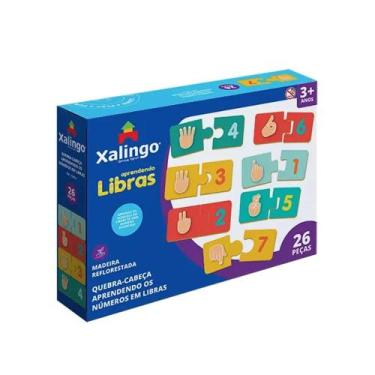 Imagem de Quebra-Cabeça Infantil Aprendendo Números em Libras 26 Peças Xalingo