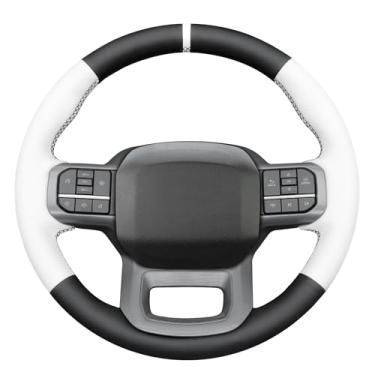 Imagem de MEWANT Ford Capa de volante de carro costurada à mão para Ford F-150 2021-2023 / F-150 Lightning 2022-2023 Acessórios de volante para Ford