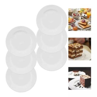 Imagem de 6 Pratos Raso Pequeno De Sobremesa Branco De Melamina 15,2cm - Fx