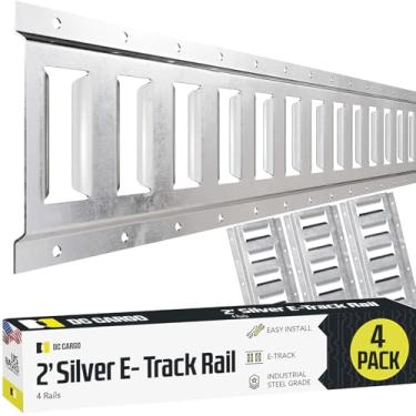 Imagem de DC Cargo Mall Kit de trilho de amarração E Track 2' (pacote com 4) para garagens, vans, trailers, amarrações de motocicletas, montagens de quadriciclo - Aço galvanizado - Carga segura e cargas pesadas