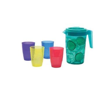 Imagem de Conjunto Jarra 2L + 4 Copos Coloridos em Plástico ( 25099 ) - Genérico
