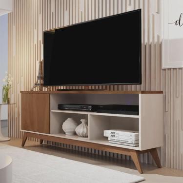 Imagem de Rack Malbec Wood 1.36 Off White/Freijó - Giga Móveis