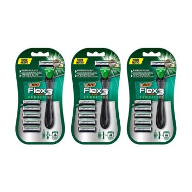 Imagem de Aparelho De Barbear Bic Flex 3 Hybrid + 5Un Cargas Sensit-3Un