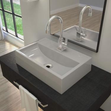 Imagem de Kit 3 Cubas de Apoio para Banheiro Q45w Retangular Compace Cinza