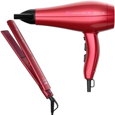Imagem de Kit gama new lumina red - secador profissional 3D 2200W 127V + prancha ceramic ion 220ºC