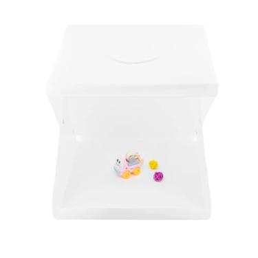 Imagem de Mini Estúdio Fotográfico Portátil, 30x30cm, LED USB, Dobrável com 2 Fundos