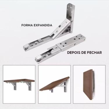 Imagem de Suporte Dobrável para Prateleira, Mão Francesa Retrátil em Aço, Kit com 2 Peças, Branco