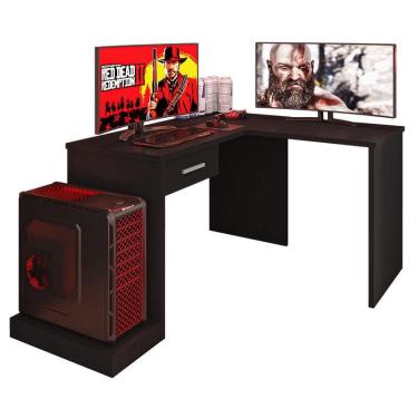 Imagem de Mesa para Computador Gamer drx 9000 com Extensora Preto Trama - Móveis Leão