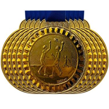 Imagem de Kit 50 Medalhas Esportivas Campeonato Gravado Handebol 45mm ouro
