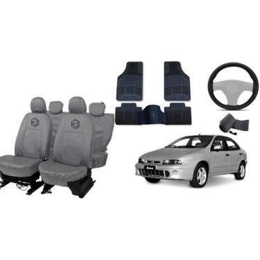 Imagem de Kit capa couro Brava + volante esportivo + tapete cinza - aero print